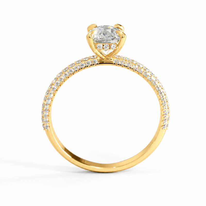 Elongated Cushion Cut Moissanite Hidden Halo Pave Engagement Ring  - Image 4