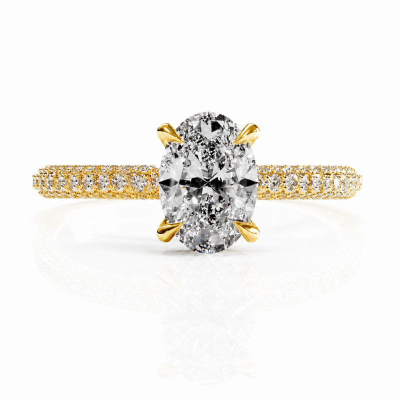 Oval Cut Moissanite Hidden Halo Pave Engagement Ring  - Image 1