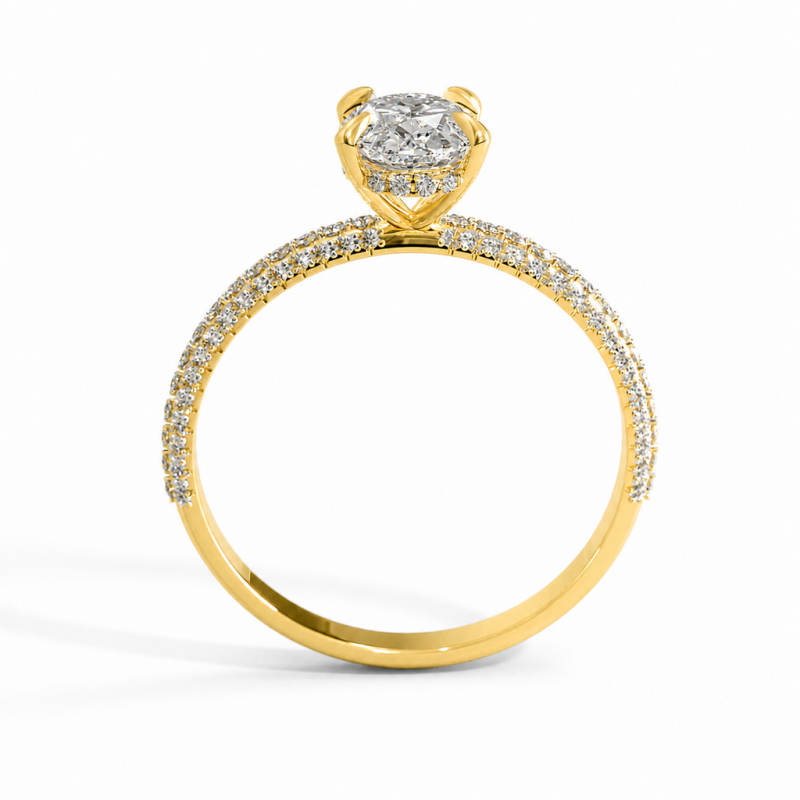 Oval Cut Moissanite Hidden Halo Pave Engagement Ring  - Image 4
