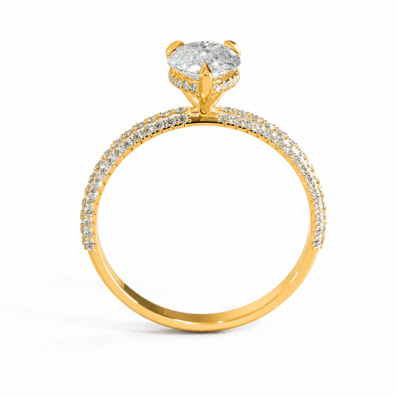 Pear Cut Moissanite Hidden Halo Pave Engagement Ring  - Image 4