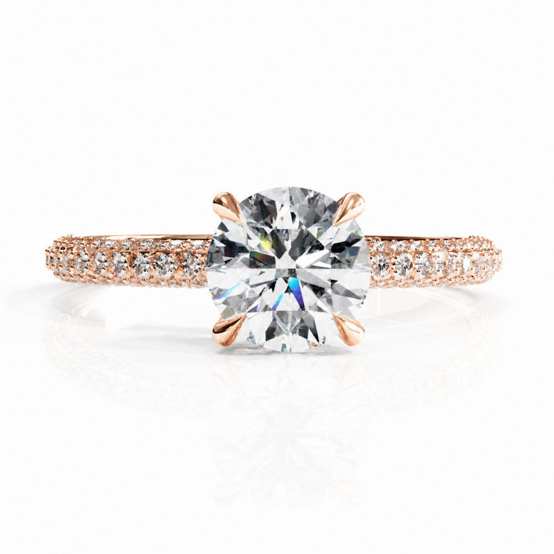 Round Cut Moissanite Hidden Halo Pave Engagement Ring  - Image 2