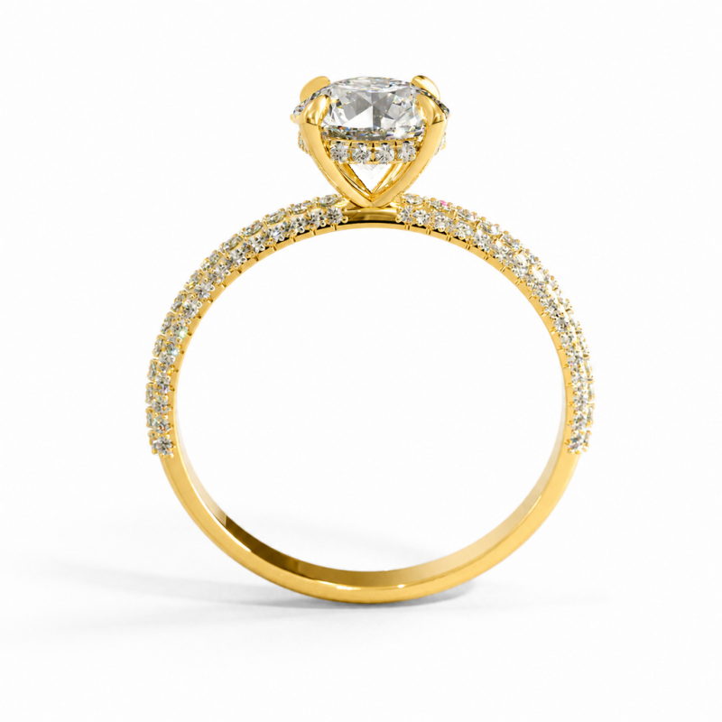 Round Cut Moissanite Hidden Halo Pave Engagement Ring  - Image 4