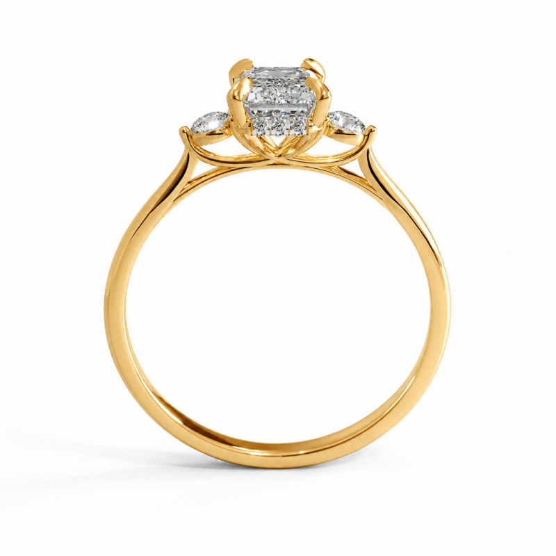 Emerald Cut Moissanite Three Stone Engagement Ring - Image 4