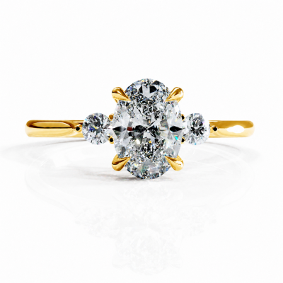 Oval Cut Moissanite Three Stone Engagement Ring