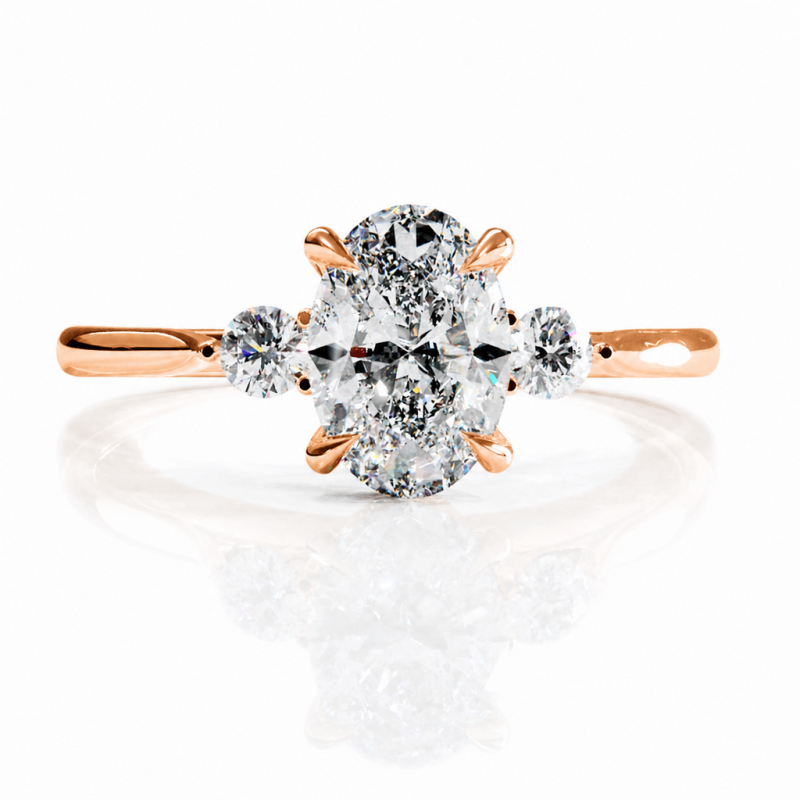 Oval Cut Moissanite Three Stone Engagement Ring - Image 2