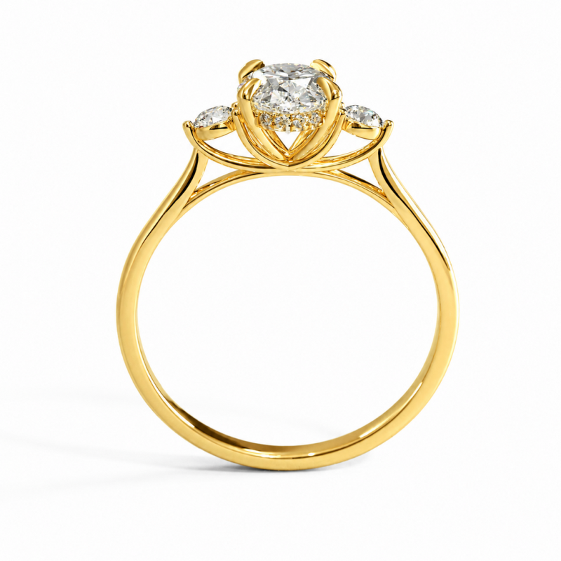 Oval Cut Moissanite Three Stone Engagement Ring - Image 4