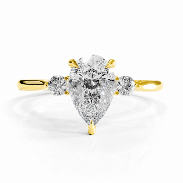 Pear Cut Moissanite Three Stone Engagement Ring