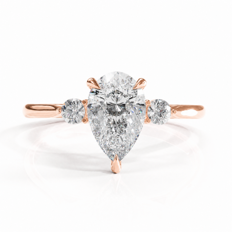 Pear Cut Moissanite Three Stone Engagement Ring - Image 2