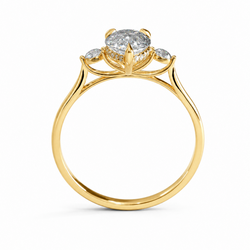 Pear Cut Moissanite Three Stone Engagement Ring - Image 4