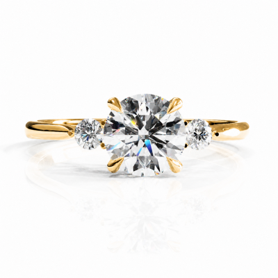 Round Cut Moissanite Three Stone Engagement Ring