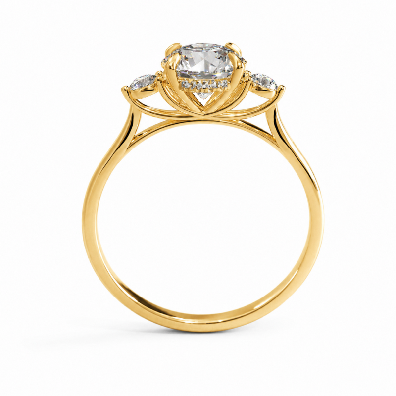 Round Cut Moissanite Three Stone Engagement Ring - Image 4