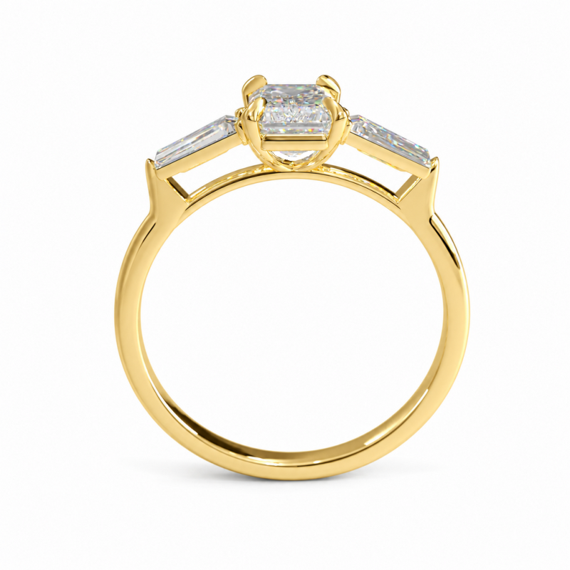 Emerald Cut Moissanite Three Stone Engagement Ring - Image 4