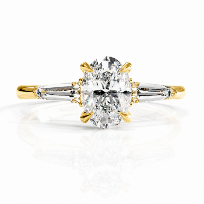 Oval Cut Moissanite Three Stone Engagement Ring