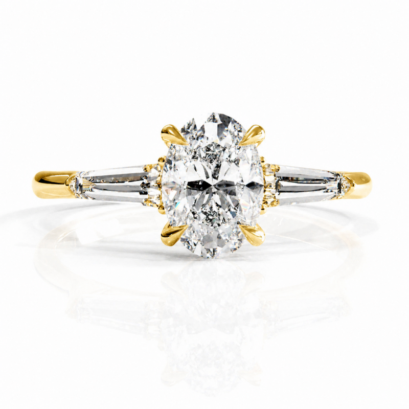 Oval Cut Moissanite Three Stone Engagement Ring - Image 1