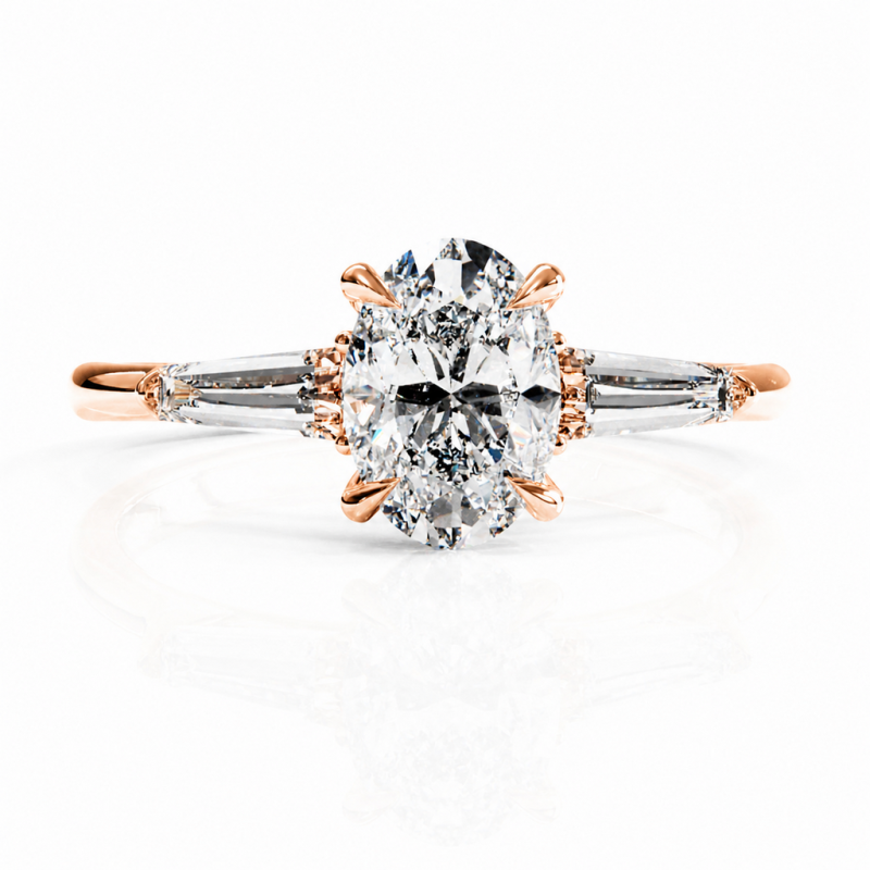 Oval Cut Moissanite Three Stone Engagement Ring - Image 2