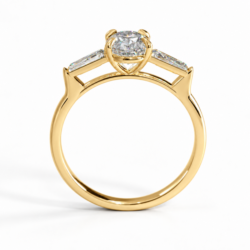 Oval Cut Moissanite Three Stone Engagement Ring - Image 4