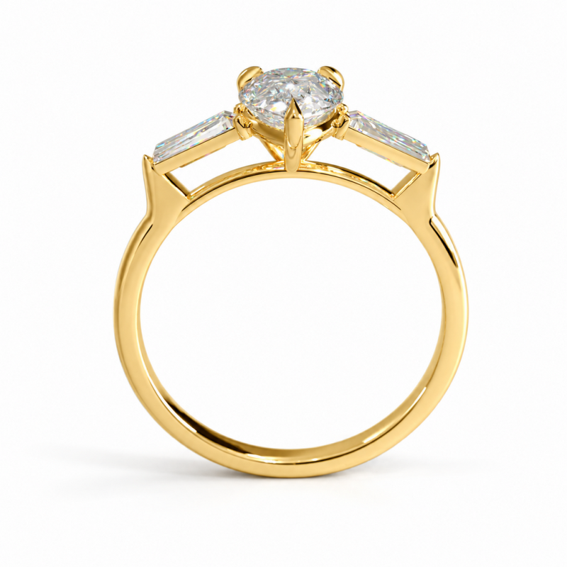 Pear Cut Moissanite Three Stone Engagement Ring - Image 4