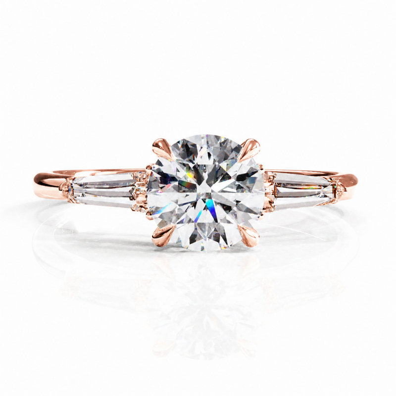 Round Cut Moissanite Three Stone Engagement Ring - Image 2