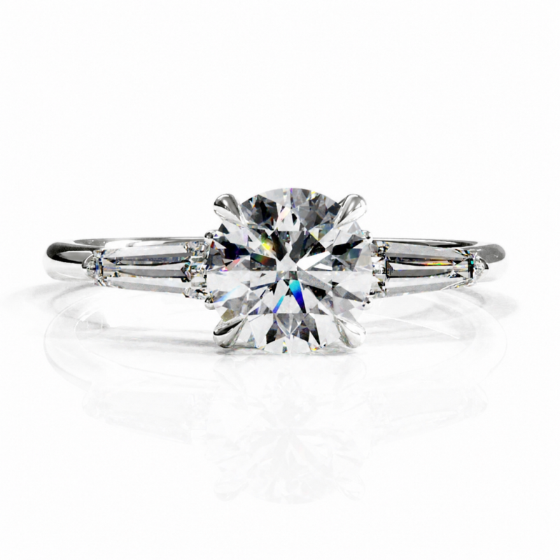 Round Cut Moissanite Three Stone Engagement Ring - Image 3