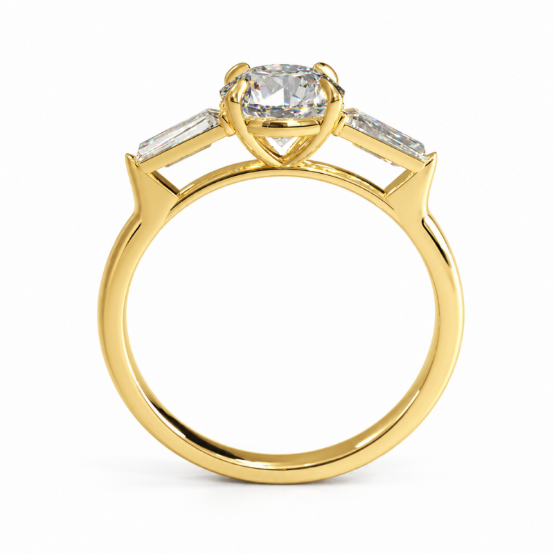 Round Cut Moissanite Three Stone Engagement Ring - Image 4