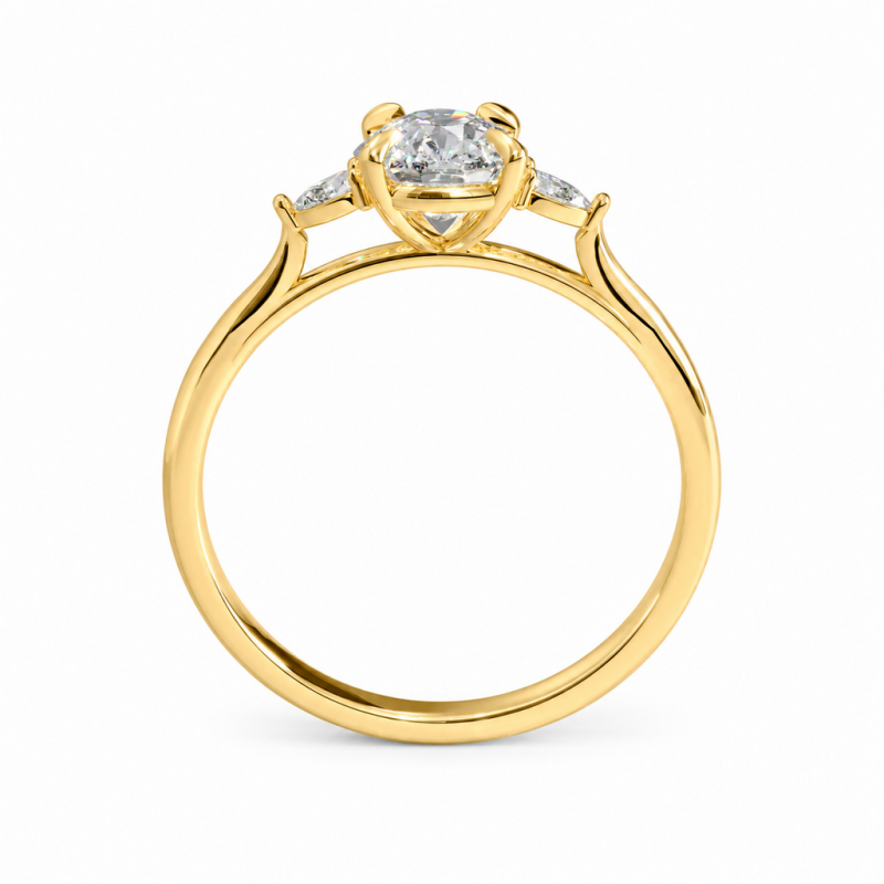 Elongated Cushion Cut Moissanite Three Stone Engagement Ring - Image 4