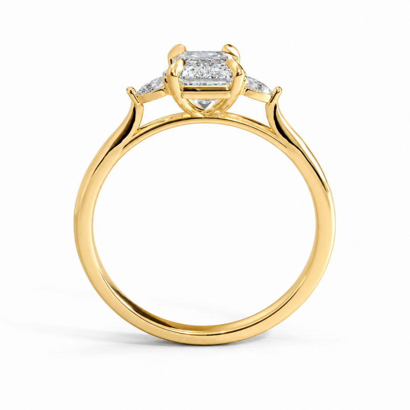Emerald Cut Moissanite Three Stone Engagement Ring - Image 4