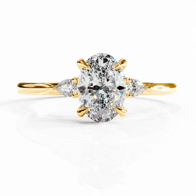 Oval Cut Moissanite Three Stone Engagement Ring