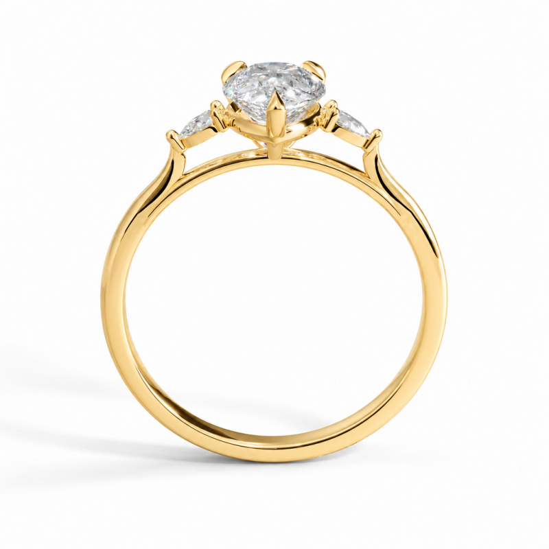 Pear Cut Moissanite Three Stone Engagement Ring - Image 4