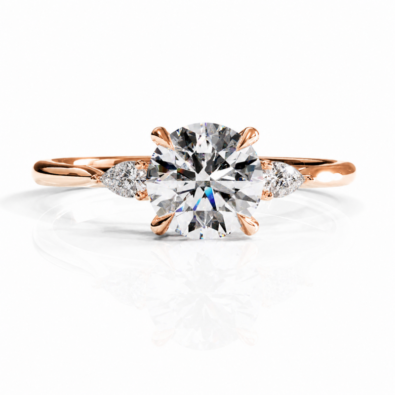 Round Cut Moissanite Three Stone Engagement Ring - Image 2