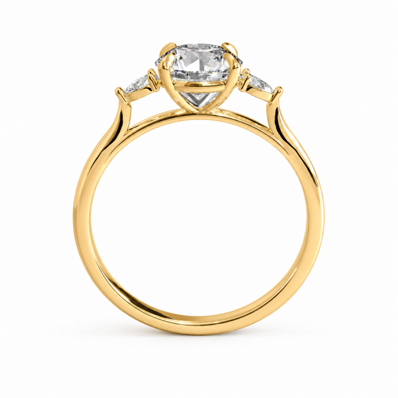 Round Cut Moissanite Three Stone Engagement Ring - Image 4