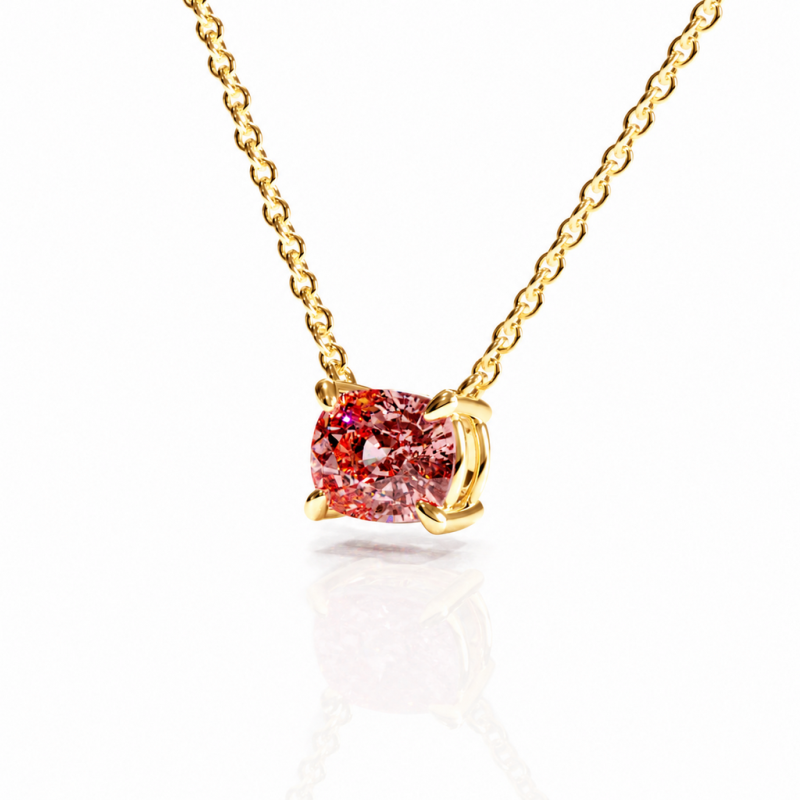 Elongated Cushion Cut Lab Grown Morganite Solitaire Pendant - Image 4