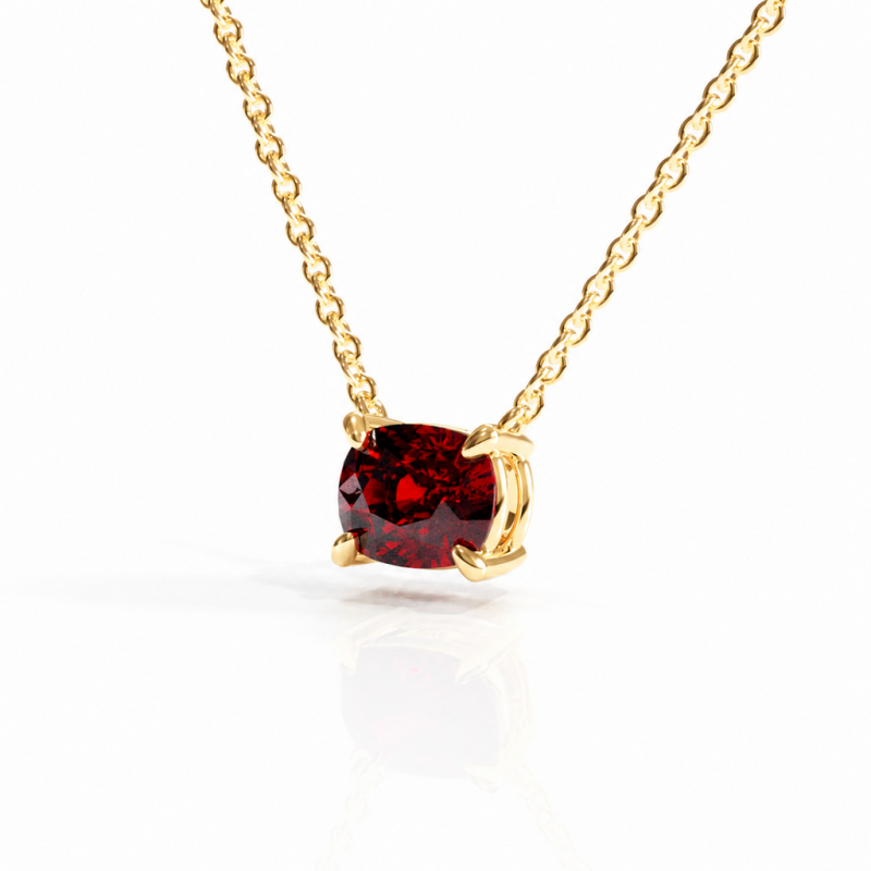 Elongated Cushion Cut Lab Grown Ruby Solitaire Pendant - Image 4