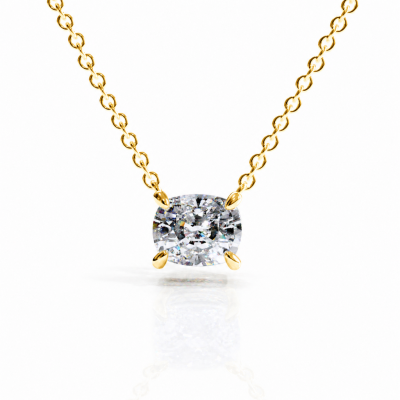 Elongated Cushion Cut Moissanite Solitaire Pendant