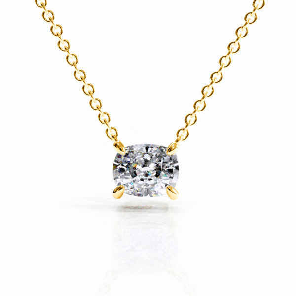 Elongated Cushion Cut Moissanite Solitaire Pendant