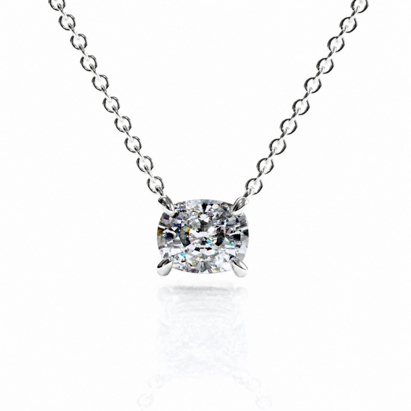 Elongated Cushion Cut Moissanite Solitaire Pendant - Image 3