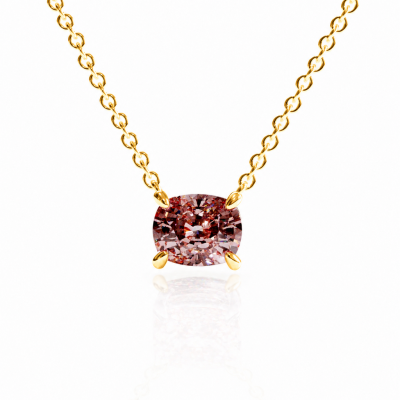 Elongated Cushion Cut Lab Grown Morganite Solitaire Pendant