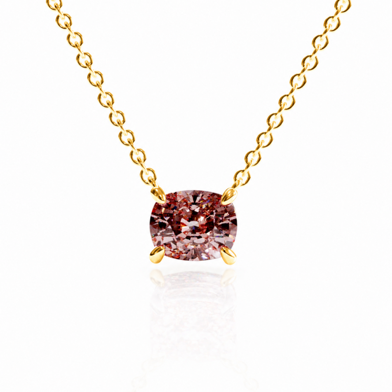 Elongated Cushion Cut Lab Grown Morganite Solitaire Pendant - Image 1