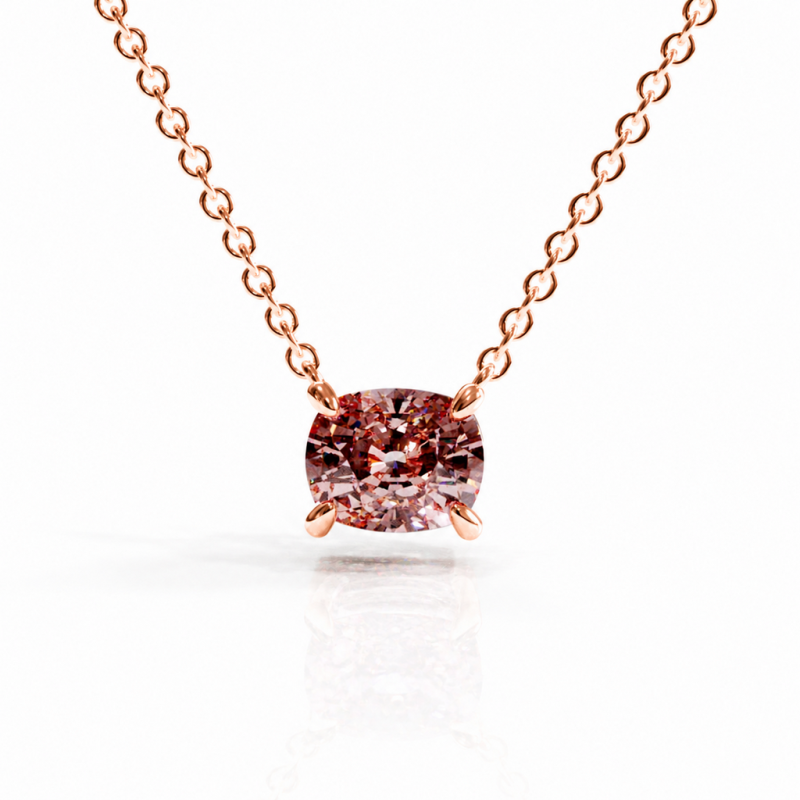Elongated Cushion Cut Lab Grown Morganite Solitaire Pendant - Image 2