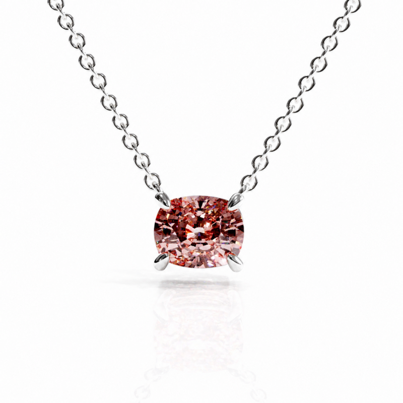 Elongated Cushion Cut Lab Grown Morganite Solitaire Pendant - Image 3