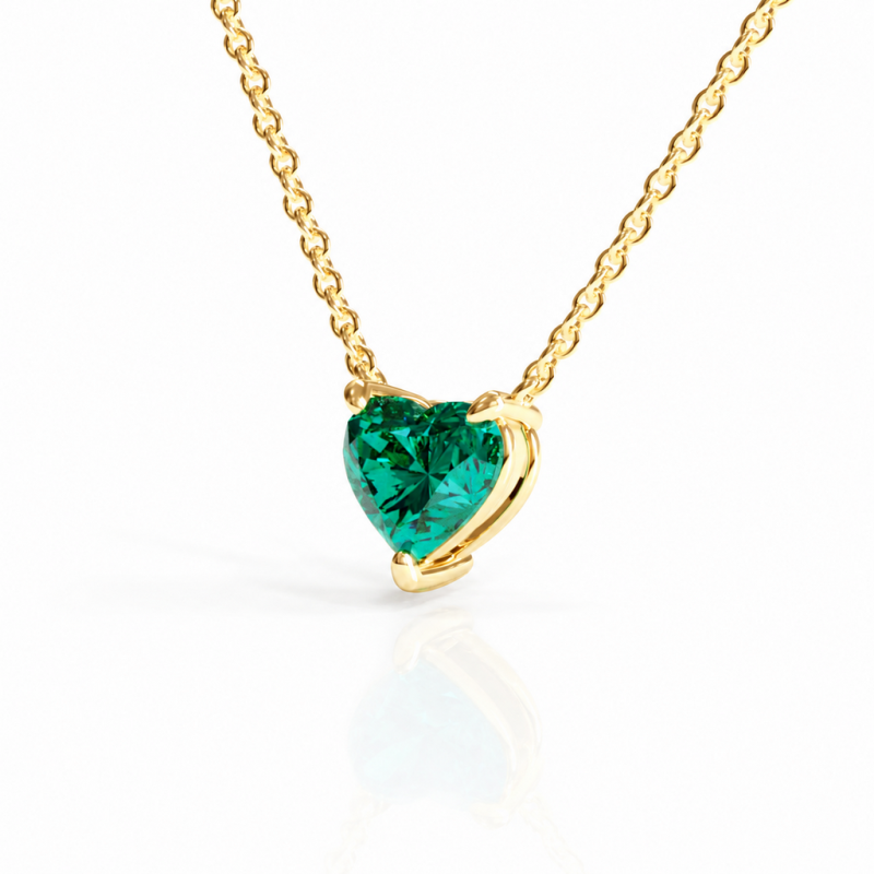 Heart Cut Lab Grown Emerald Solitaire Pendant - Image 4