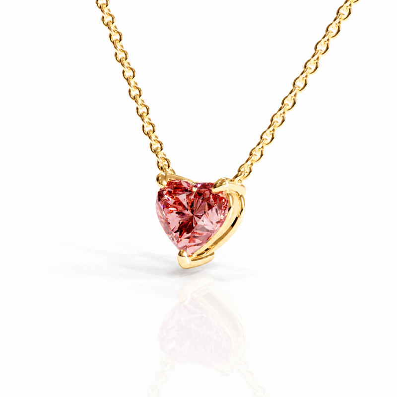 Heart Cut Lab Grown Morganite Solitaire Pendant - Image 4