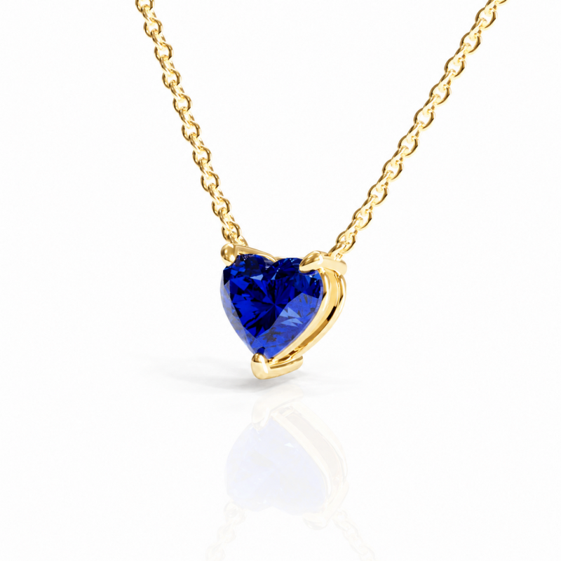 Heart Cut Lab Grown Sapphire Solitaire Pendant - Image 4
