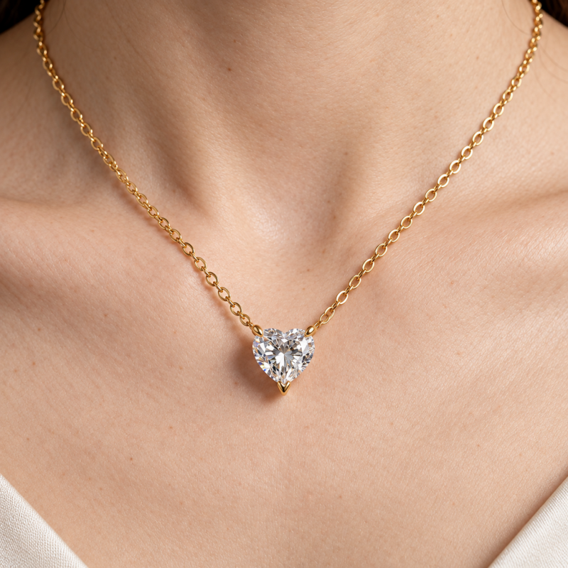 Heart Cut Moissanite Solitaire Pendant - Image 5