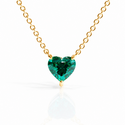 Heart Cut Lab Grown Emerald Solitaire Pendant