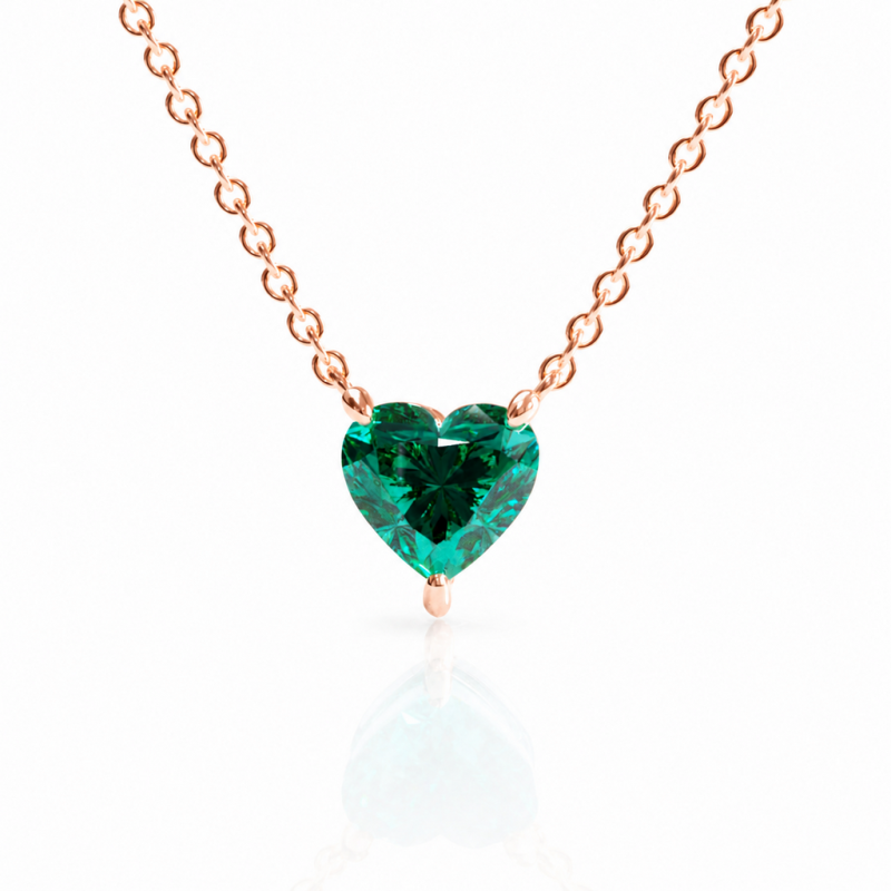 Heart Cut Lab Grown Emerald Solitaire Pendant - Image 2