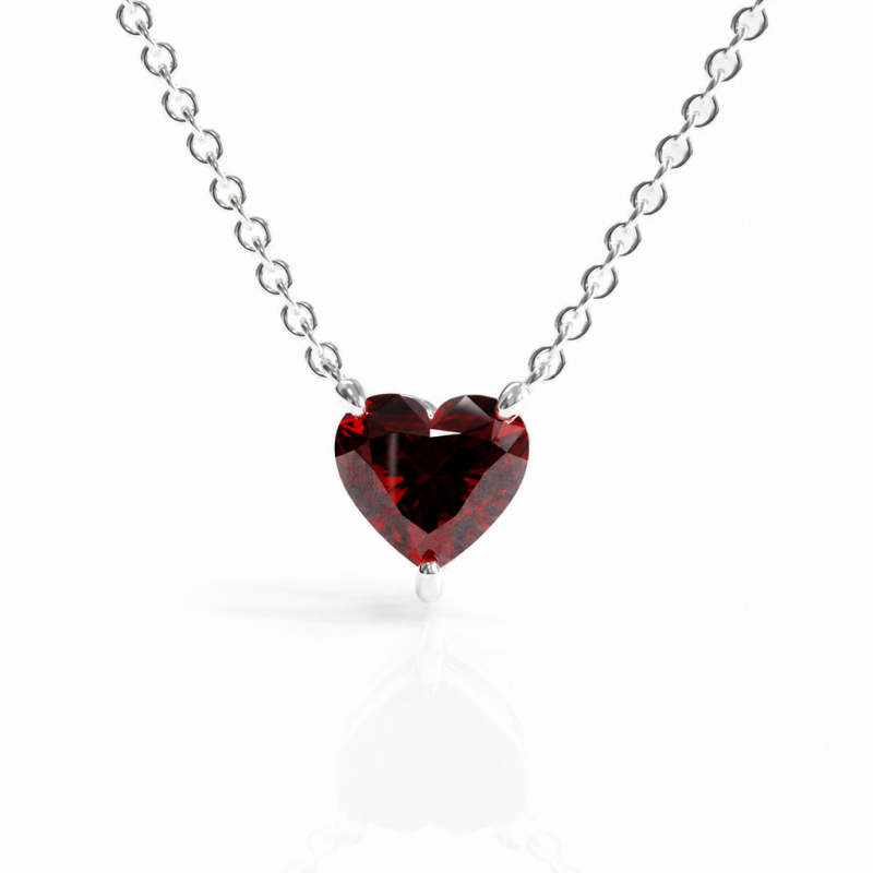 Heart Cut Lab Grown Ruby Solitaire Pendant - Image 3