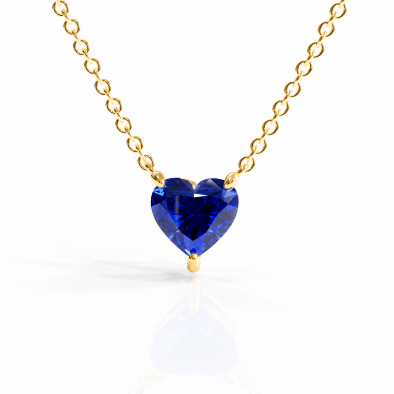 Heart Cut Lab Grown Sapphire Solitaire Pendant - Image 1