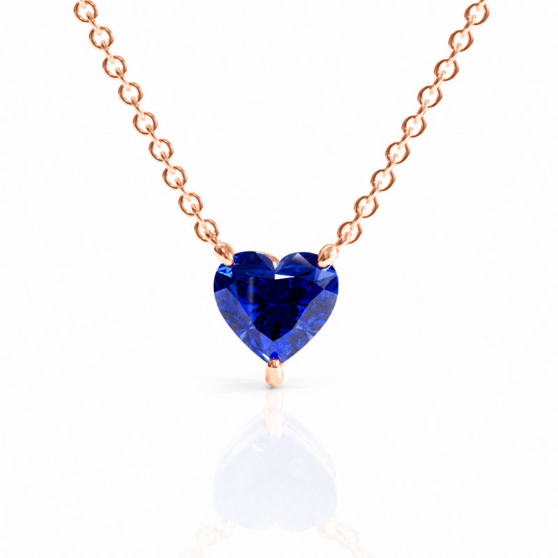 Heart Cut Lab Grown Sapphire Solitaire Pendant - Image 2