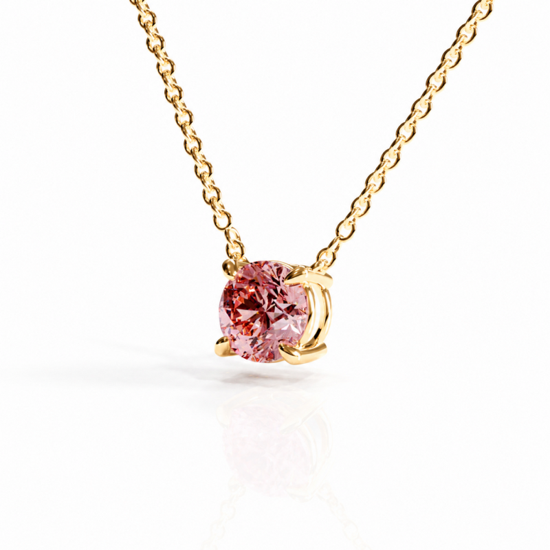 Round Cut Lab Grown Morganite Solitaire Pendant - Image 4