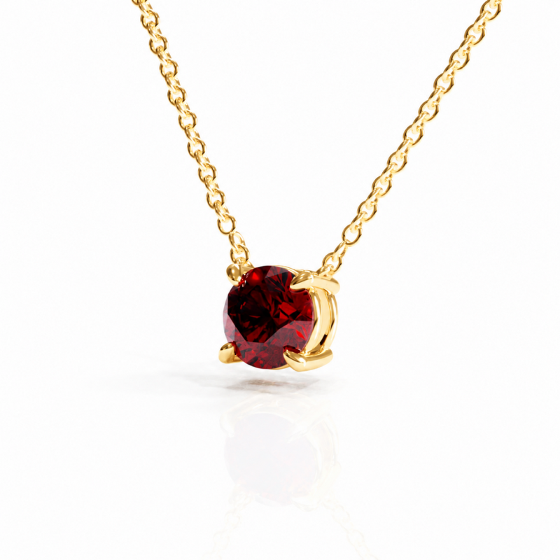Round Cut Lab Grown Ruby Solitaire Pendant - Image 4